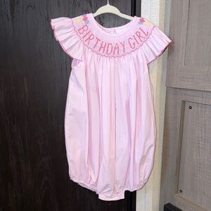 Birthday Girl Pink Ruffle Baby Girls Romper